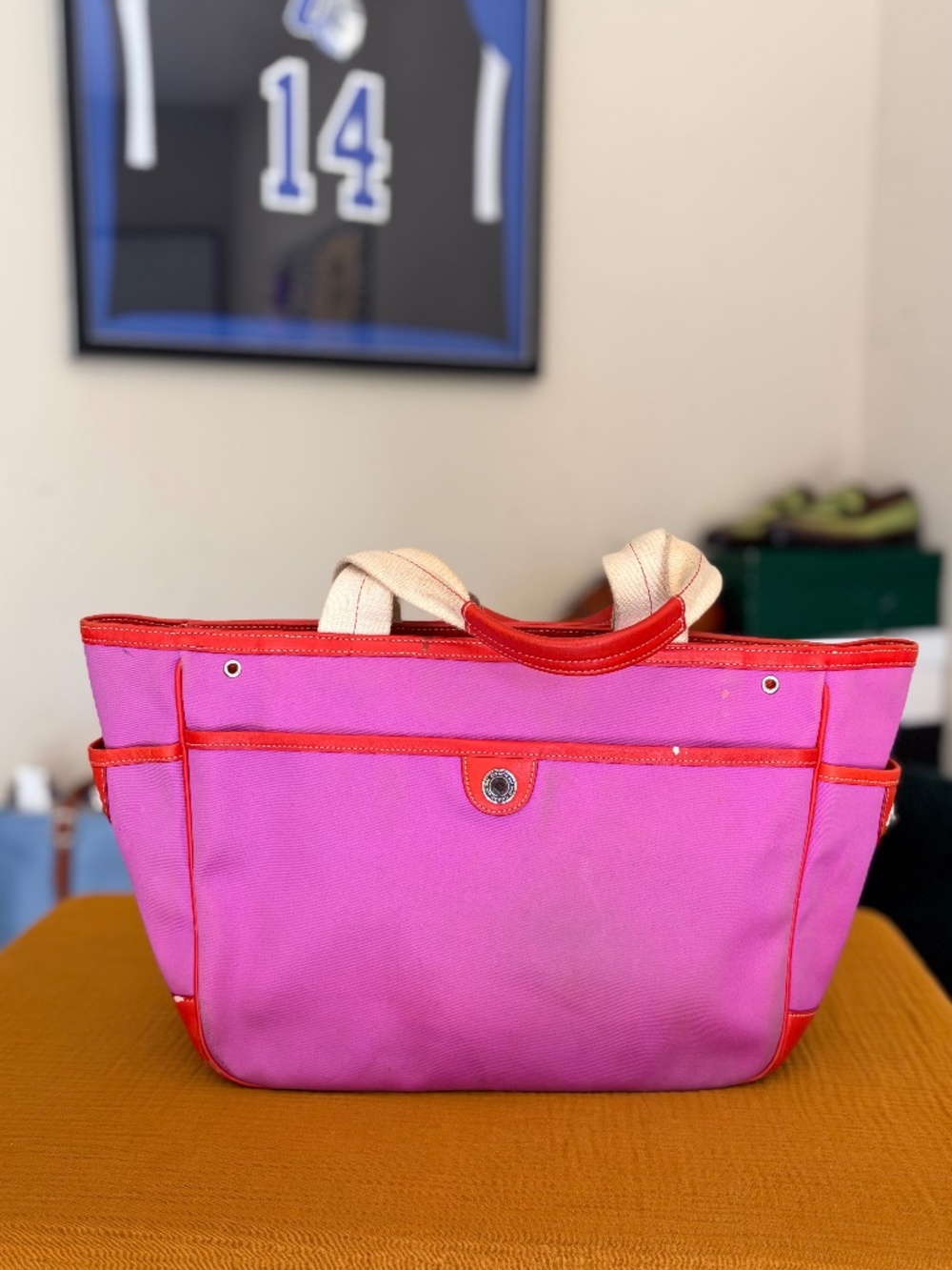 Vintage Coach Twill Garden Tote 6734 Pink Red Y2K - Picture 2 of 9